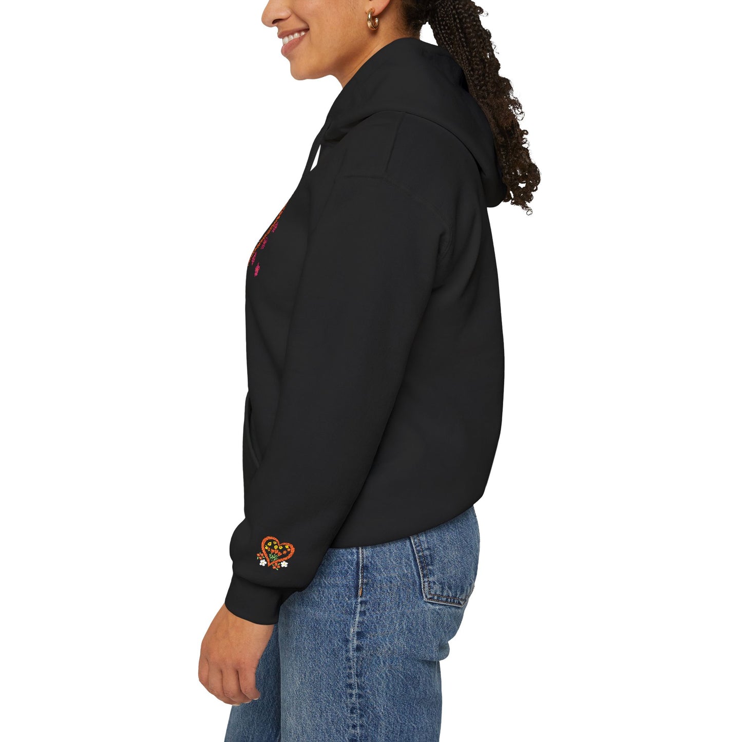Bloom With Grace Floral Hoodie, Inspirational Heart Sweatshirt, Gift for Women