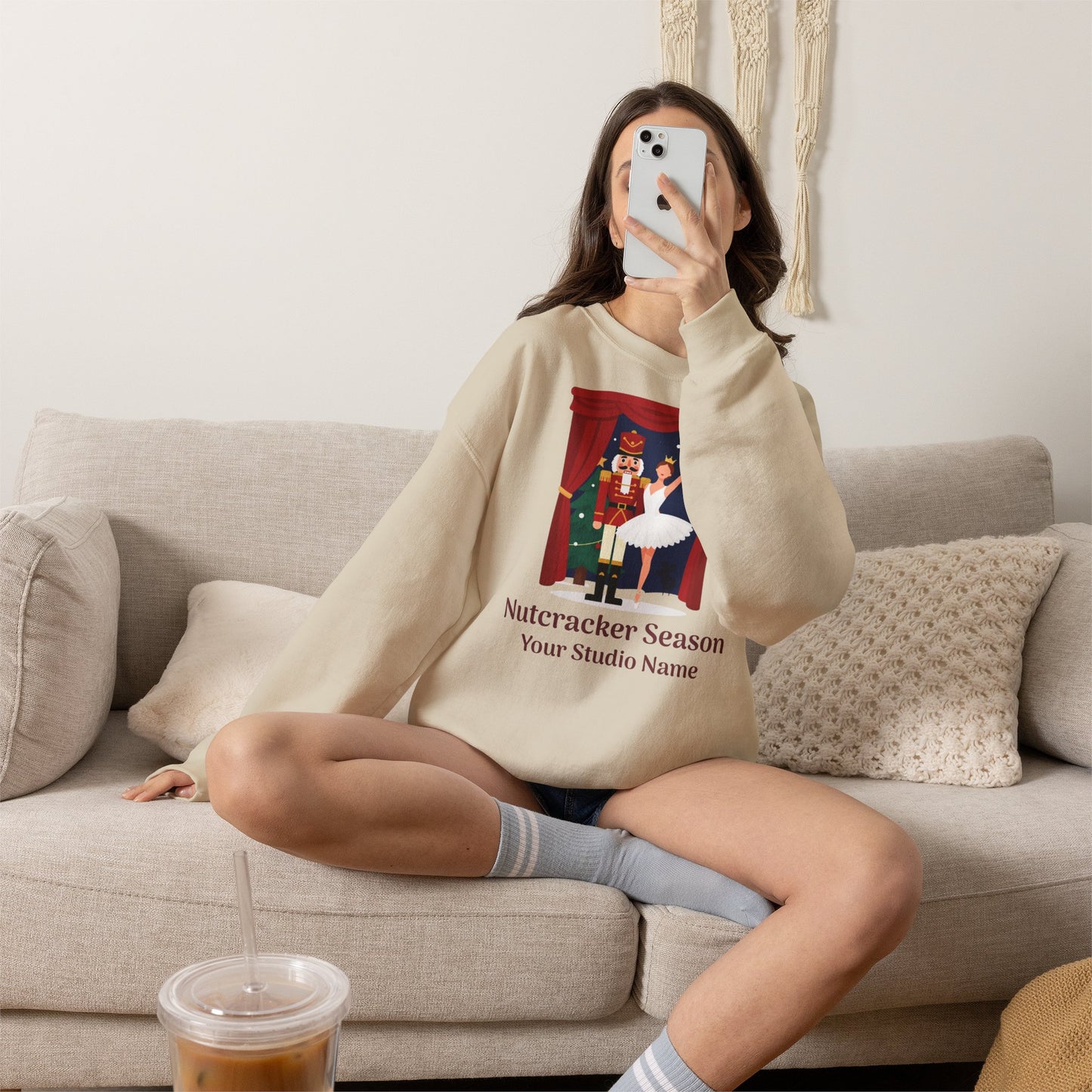 Personalized Nutcracker Season Sweatshirt — Sugar Plum Ballerina Dance Studio Crewneck (Add Studio Name)
