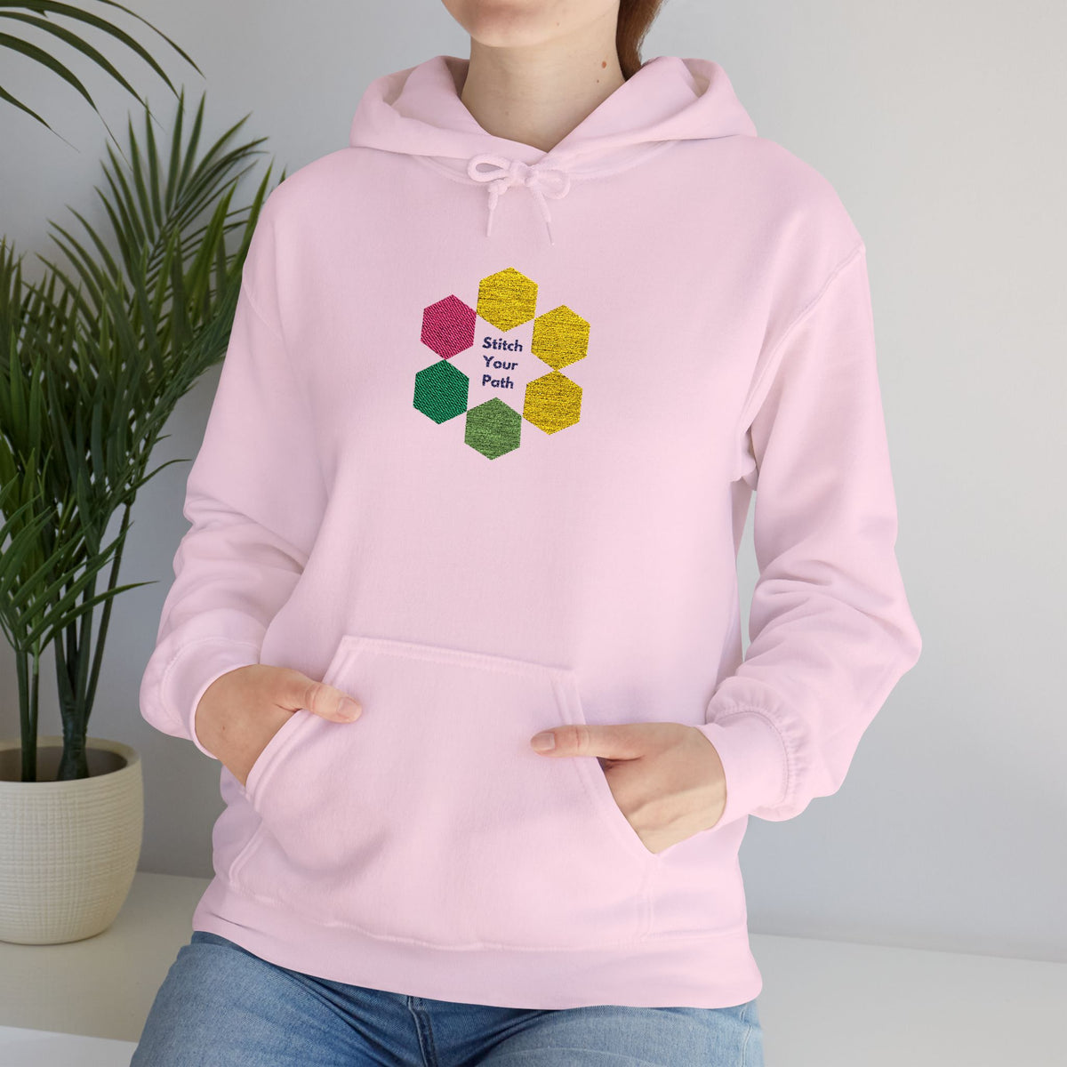 Hexagon Floral Hoodie - "Bloom Where You Are Planted" Graphic Sweatshirt