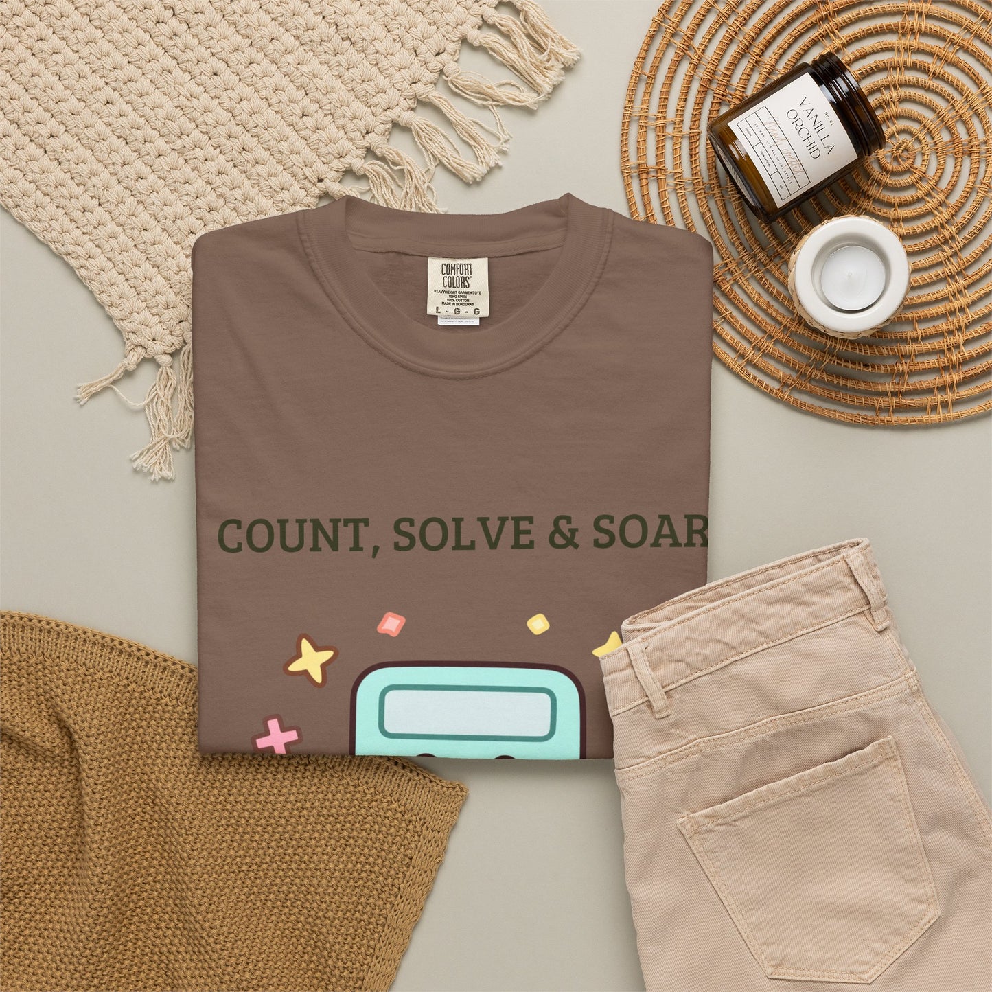 Count, Solve & Soar Calculator T-Shirt — Cute Math Teacher Student Tee