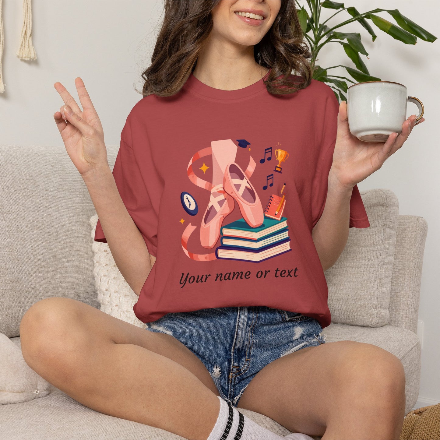Personalized Ballet & Books Tee — Dance Recital & Book Lover Gift (Add Your Name)