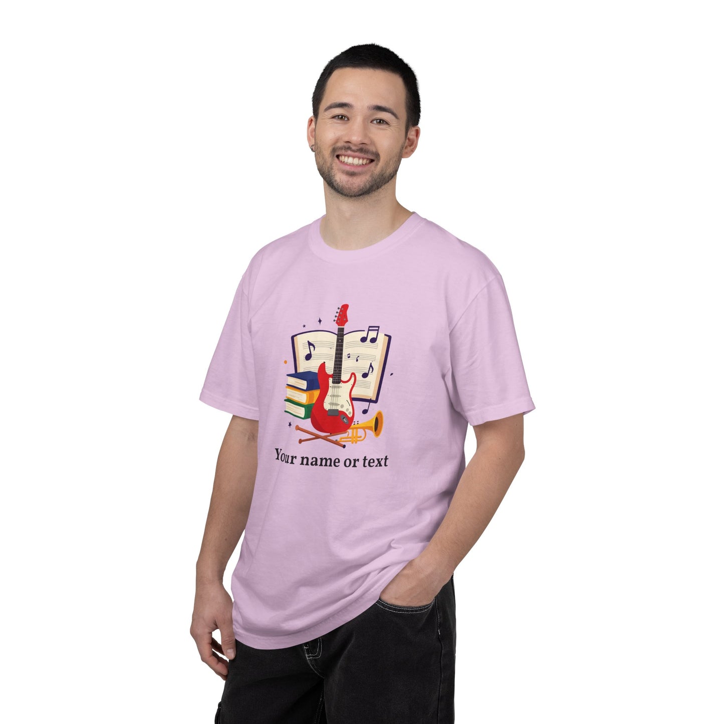 Personalized Music Tee — Guitar & Sheet Music Gift for Musicians & Music Teachers (Add Your Name)