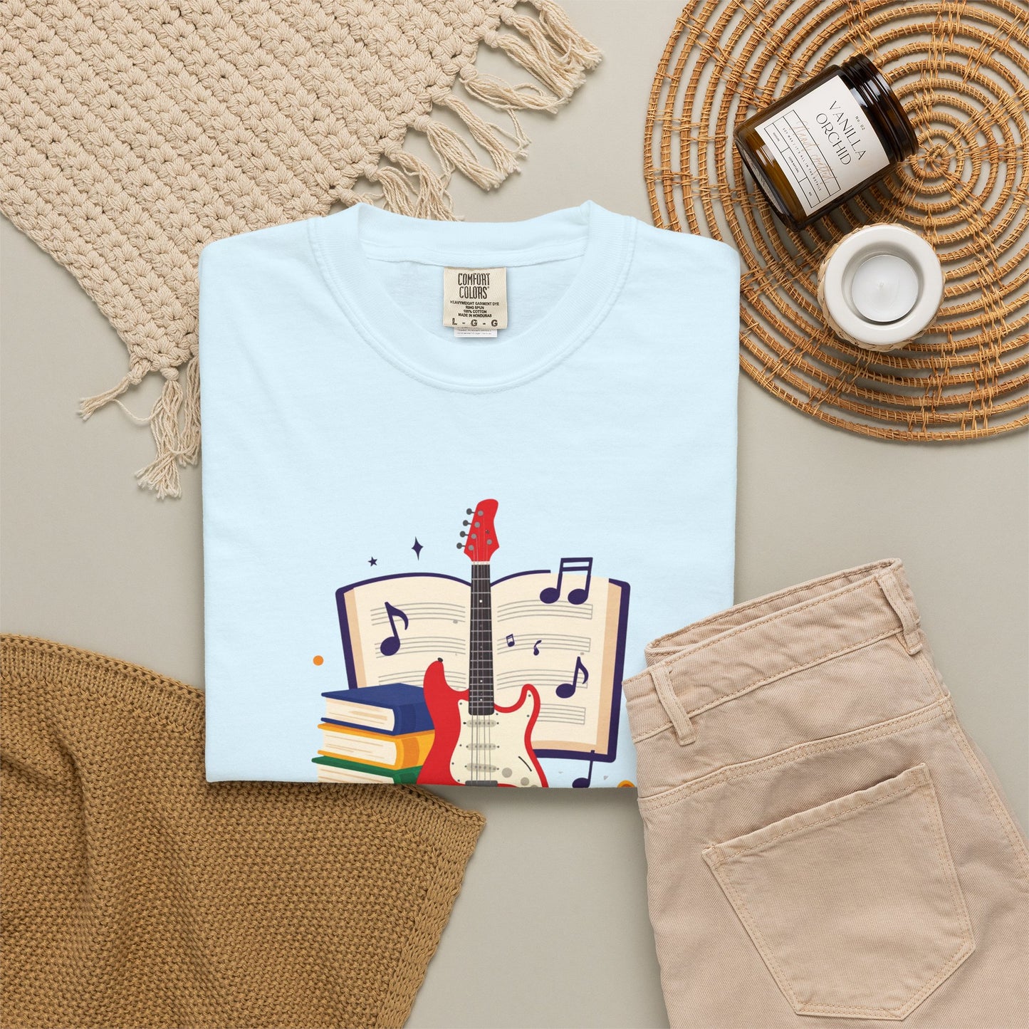 Personalized Music Tee — Guitar & Sheet Music Gift for Musicians & Music Teachers (Add Your Name)