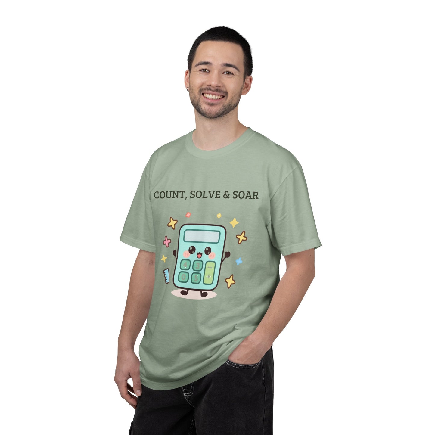 Count, Solve & Soar Calculator T-Shirt — Cute Math Teacher Student Tee