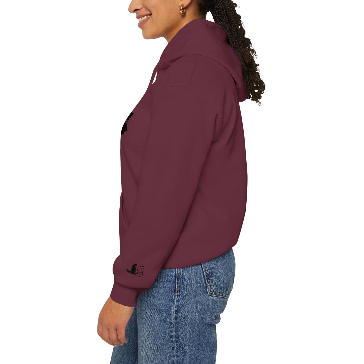 Embroidered Wolf & Moon Hoodie — Howling Wolf Silhouette