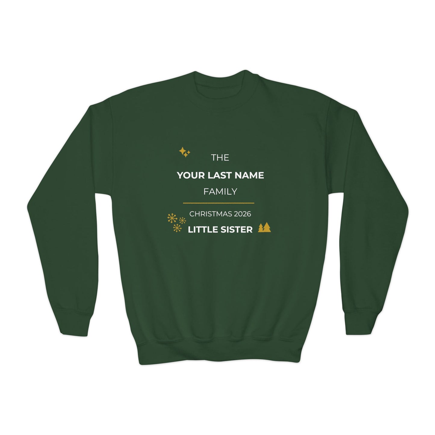 Personalized Family Christmas Sweatshirt — Little Sister Matching Crewneck (Add Last Name)
