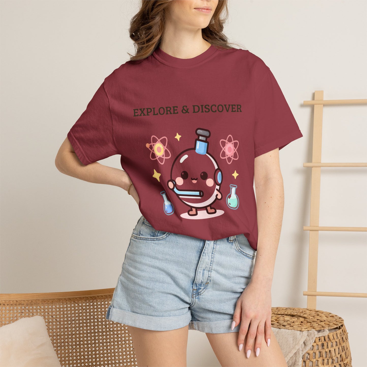 Explore & Discover Science T-Shirt — Cute Kawaii Lab Robot Tee