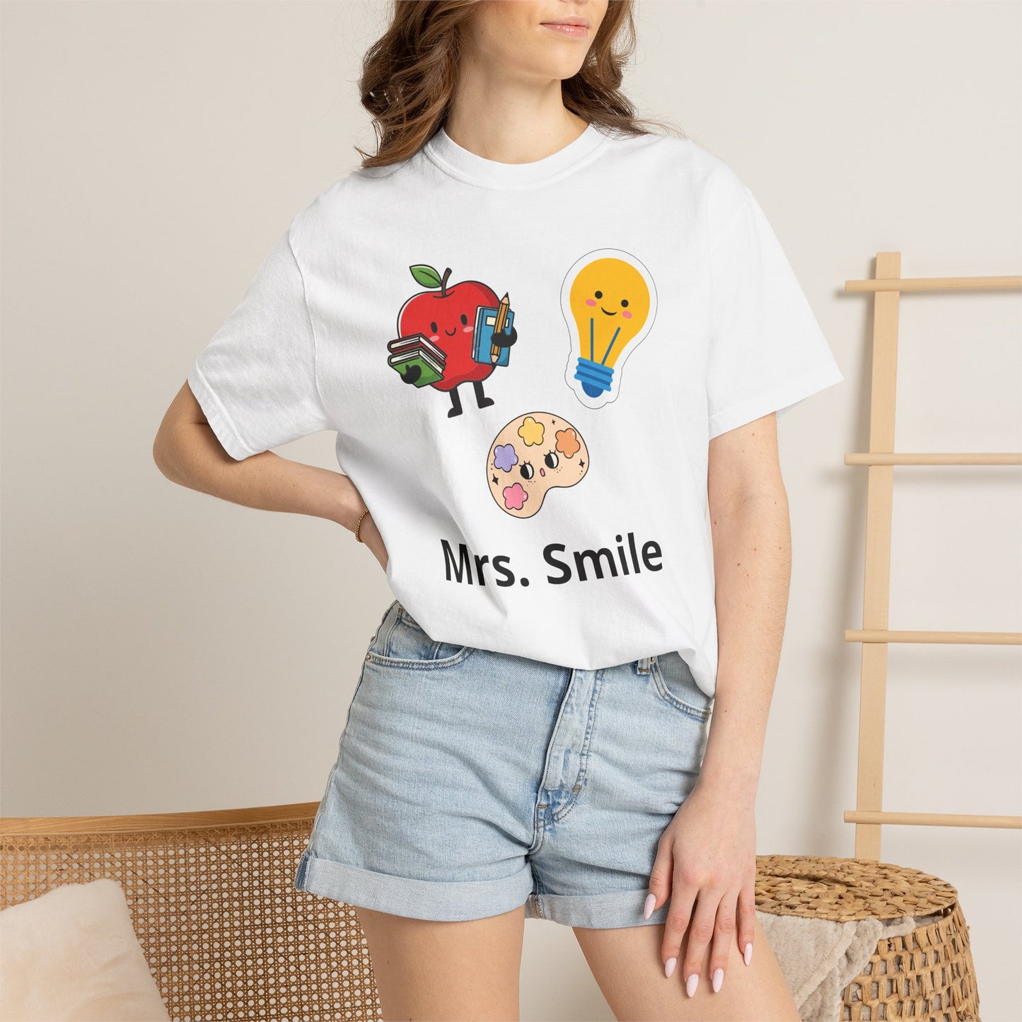 Custom Text Teacher Shirt — Personalized Apple & Lightbulb Tee