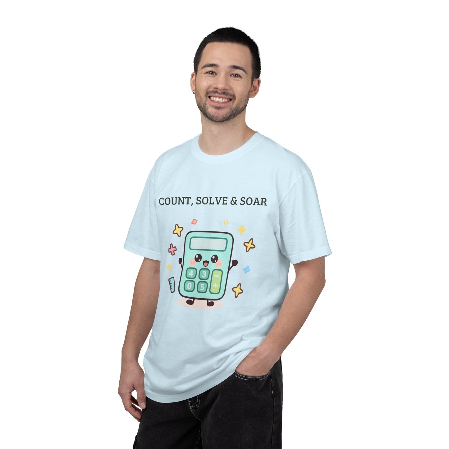 Count, Solve & Soar Calculator T-Shirt — Cute Math Teacher Student Tee