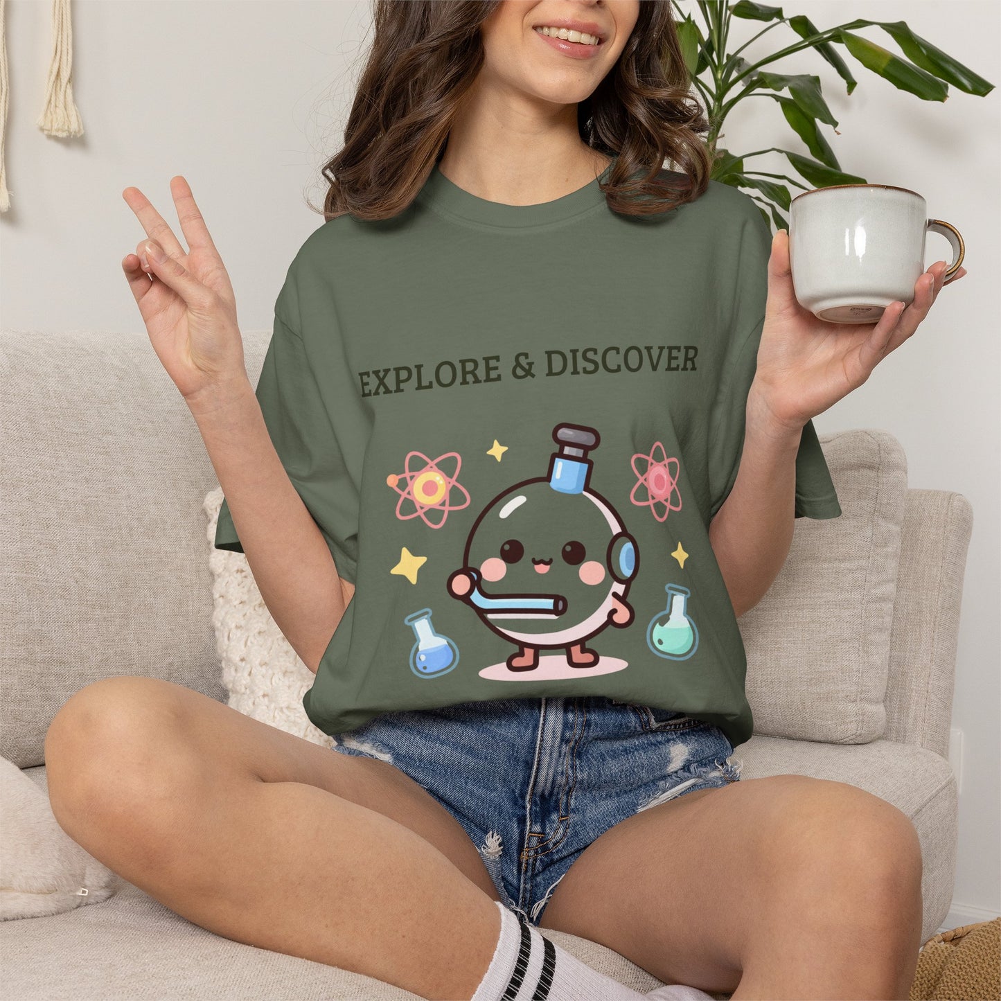 Explore & Discover Science T-Shirt — Cute Kawaii Lab Robot Tee