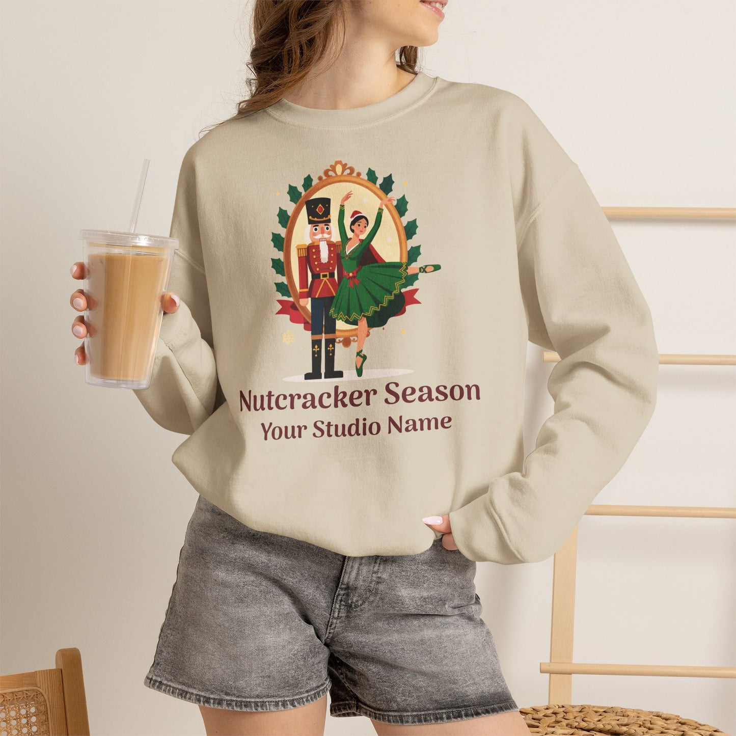 Personalized Nutcracker Season Sweatshirt — Nutcracker & Ballerina Dance Studio Crewneck (Add Studio Name)