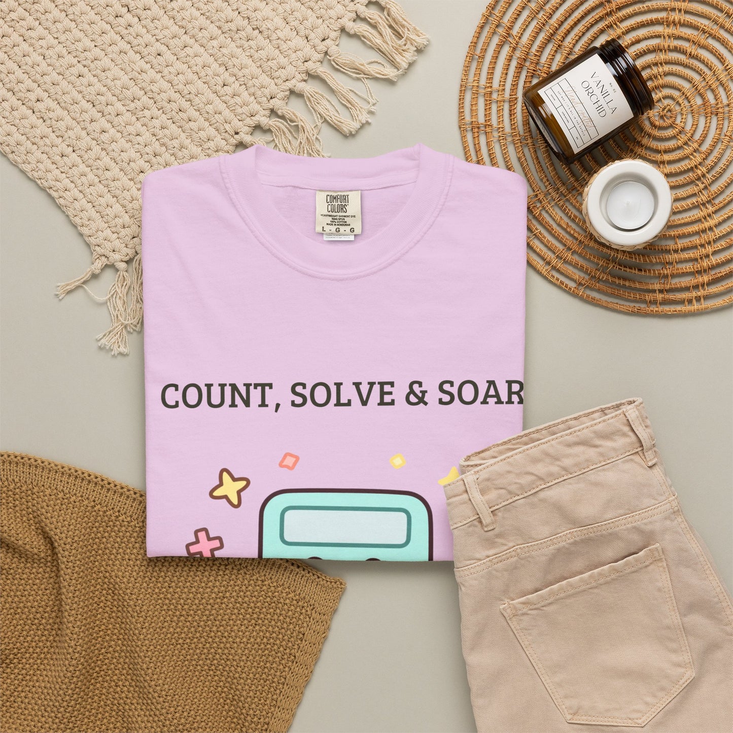 Count, Solve & Soar Calculator T-Shirt — Cute Math Teacher Student Tee