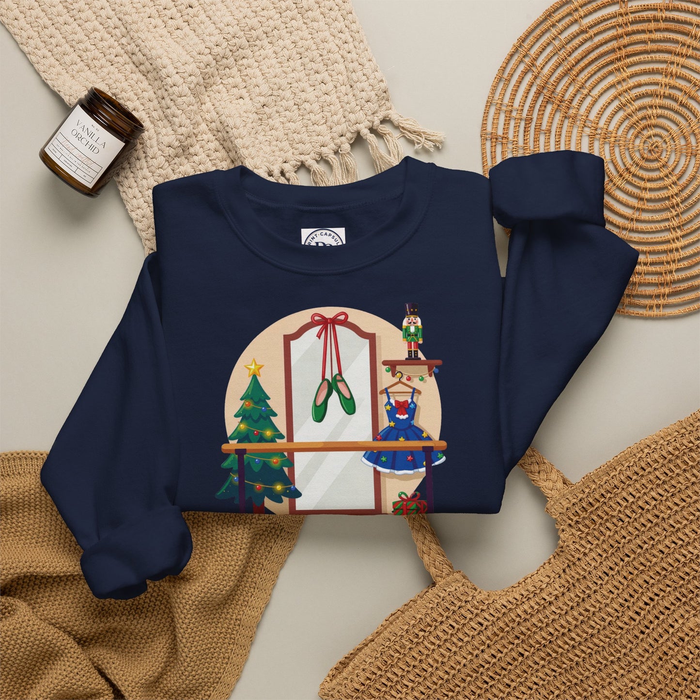 Personalized Nutcracker Season Sweatshirt — Ballet Barre & Pointe Shoes Studio Crewneck (Add Studio Name)
