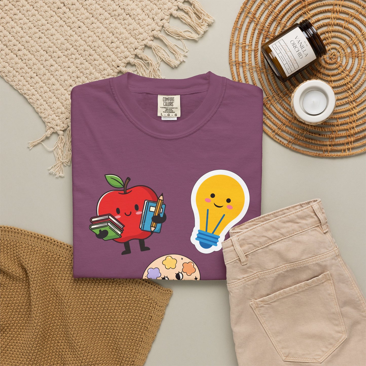 Custom Text Teacher Shirt — Personalized Apple & Lightbulb Tee