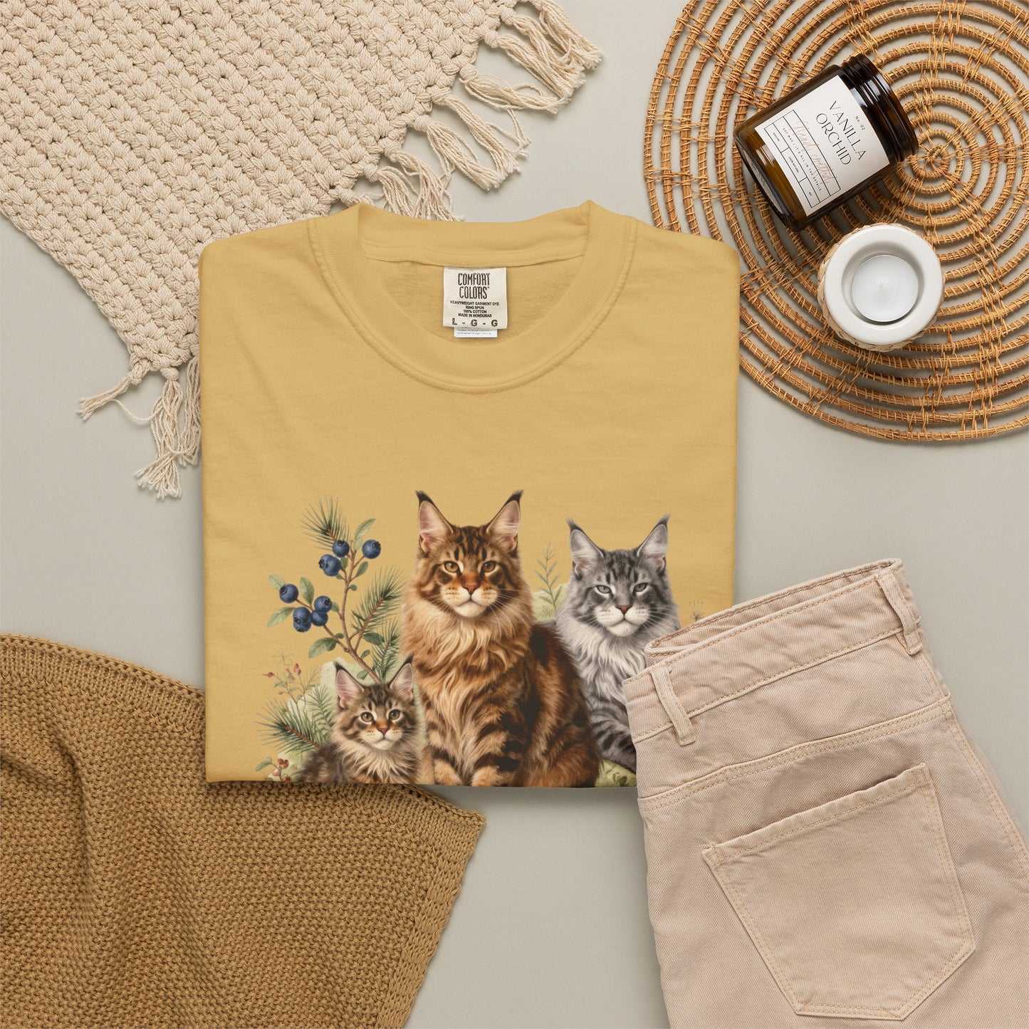 Personalized Maine Coon Cat Shirt — Custom Text Trio Tee