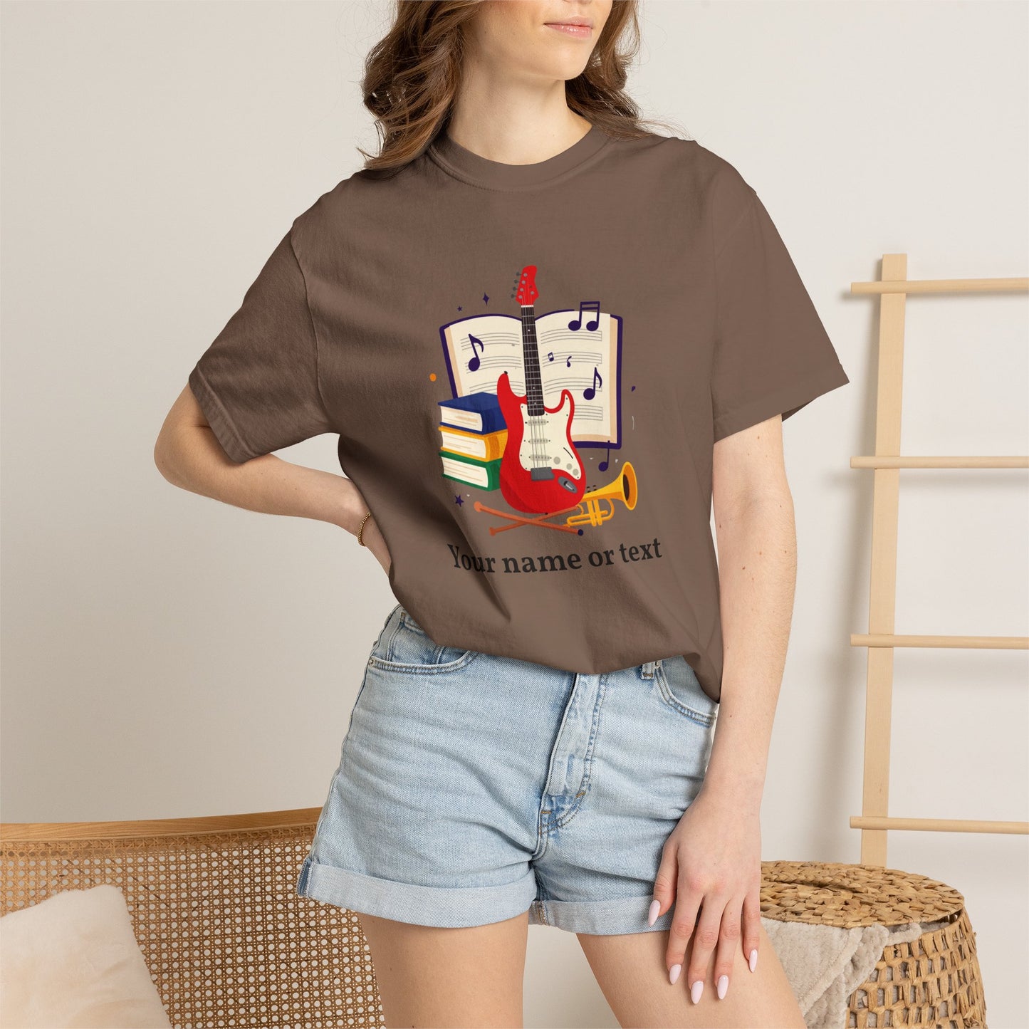 Personalized Music Tee — Guitar & Sheet Music Gift for Musicians & Music Teachers (Add Your Name)