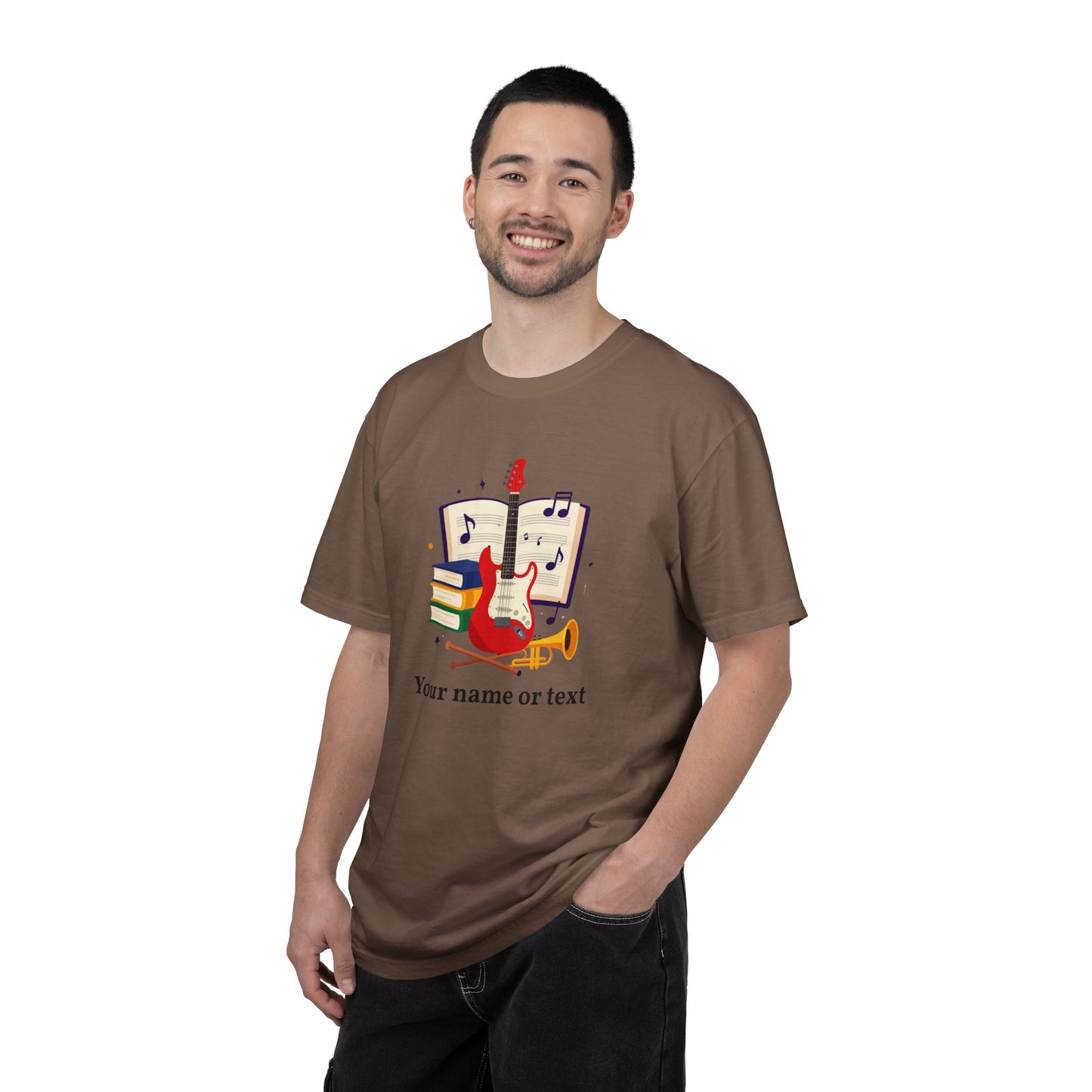 Personalized Music Tee — Guitar & Sheet Music Gift for Musicians & Music Teachers (Add Your Name)