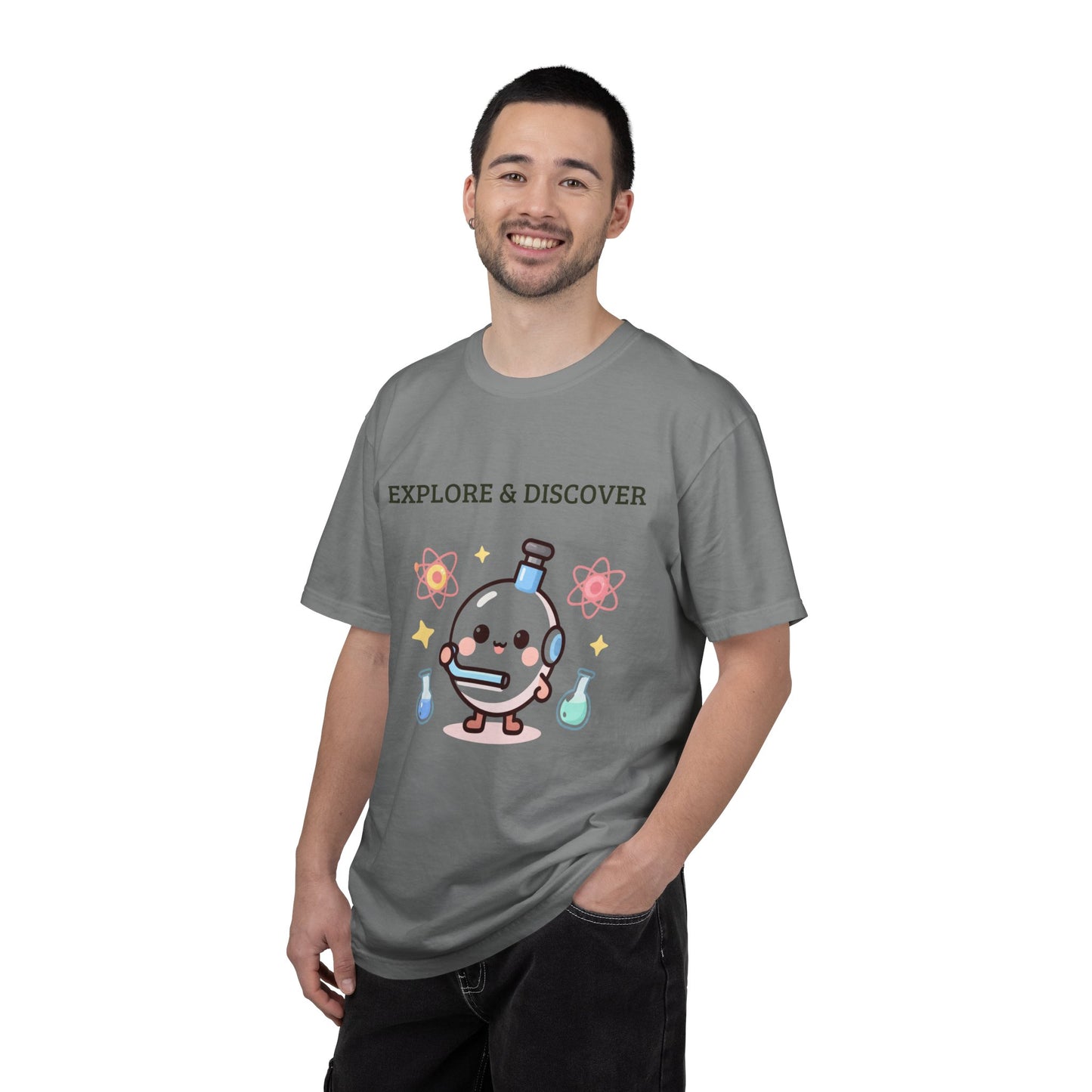 Explore & Discover Science T-Shirt — Cute Kawaii Lab Robot Tee