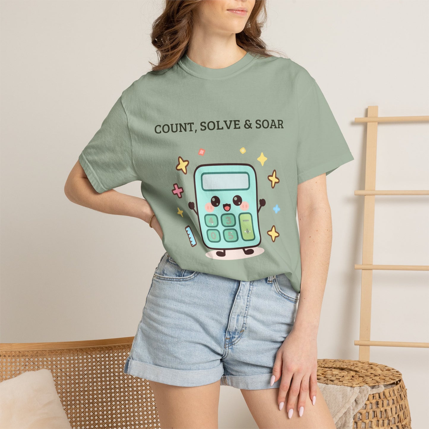 Count, Solve & Soar Calculator T-Shirt — Cute Math Teacher Student Tee