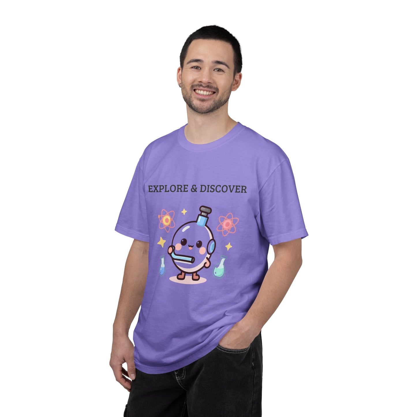 Explore & Discover Science T-Shirt — Cute Kawaii Lab Robot Tee