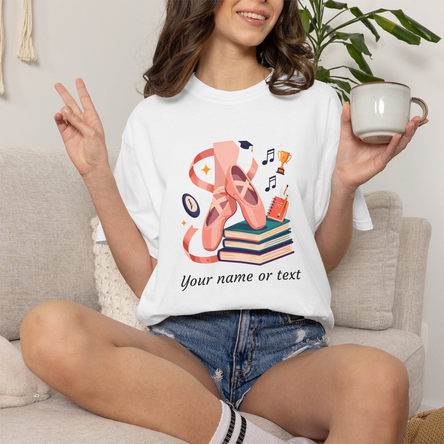 Personalized Ballet & Books Tee — Dance Recital & Book Lover Gift (Add Your Name)