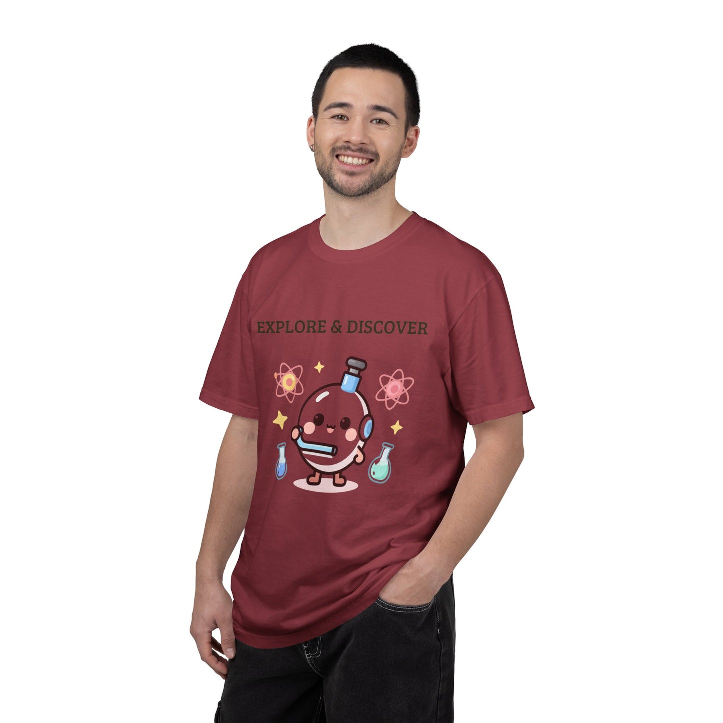 Explore & Discover Science T-Shirt — Cute Kawaii Lab Robot Tee