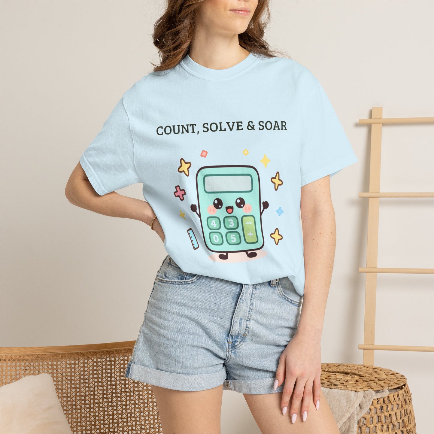Count, Solve & Soar Calculator T-Shirt — Cute Math Teacher Student Tee