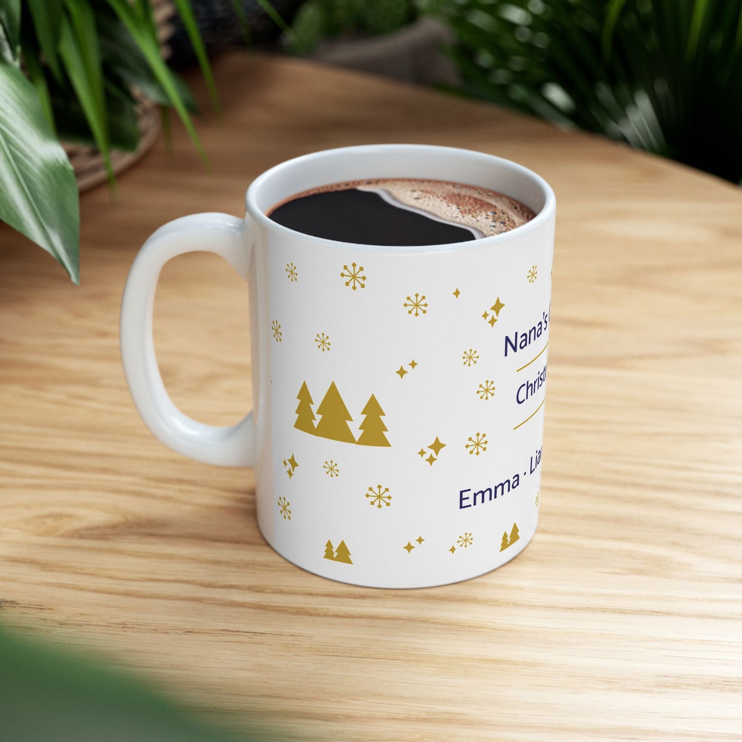 Personalized Nana Christmas Mug with Grandkids Names — Custom Grandma Gift