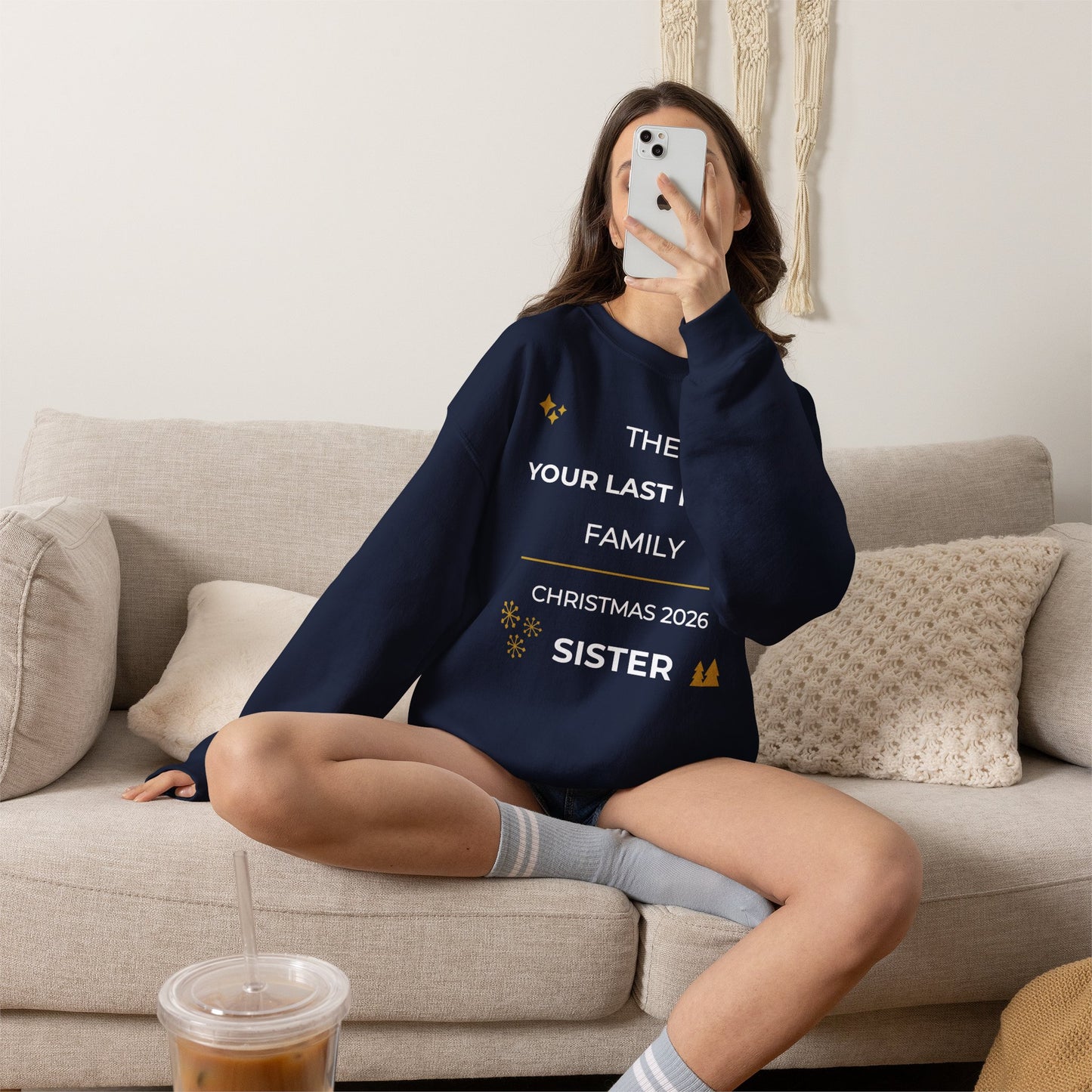 Personalized Family Christmas Sweatshirt — Sister Matching Crewneck (Add Last Name)