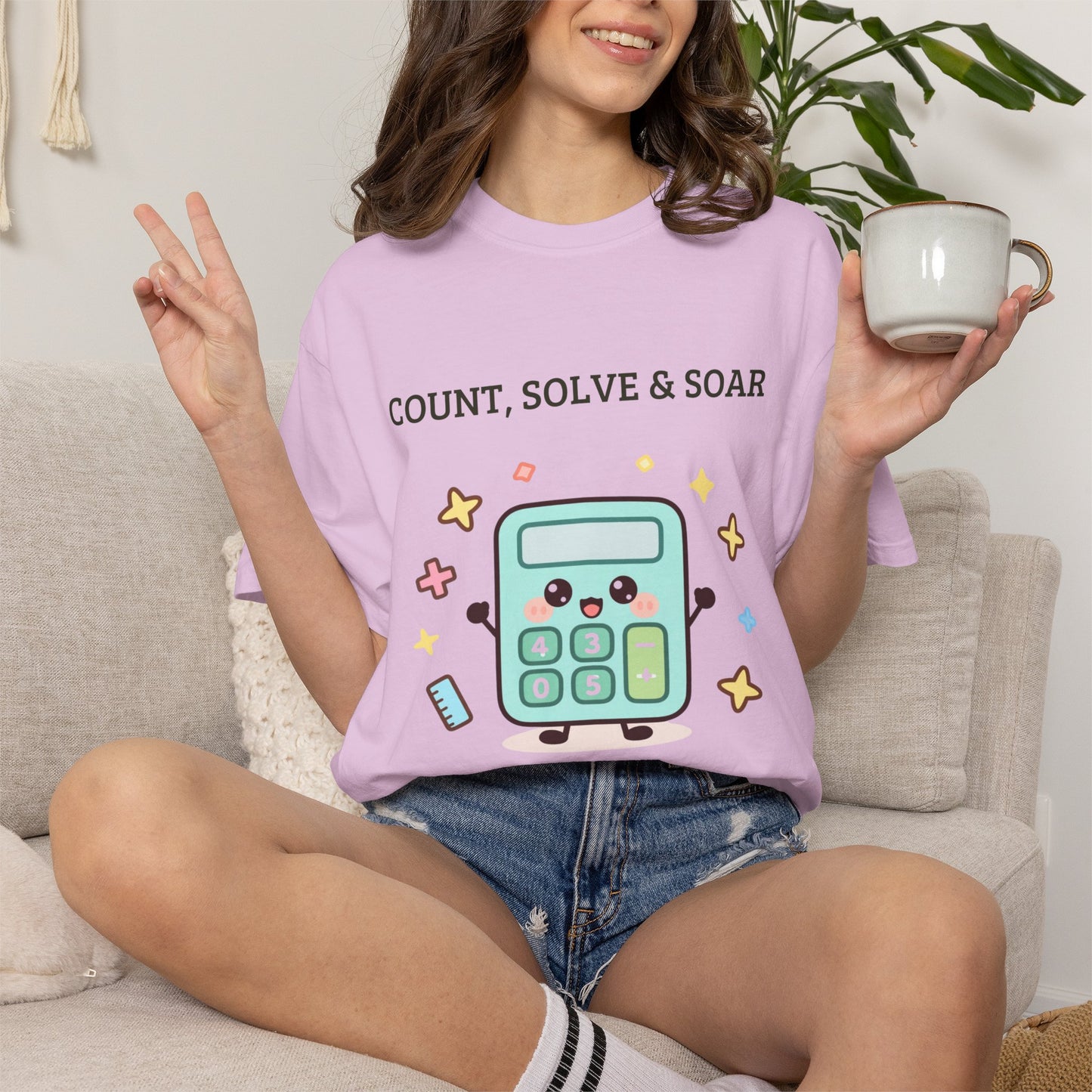 Count, Solve & Soar Calculator T-Shirt — Cute Math Teacher Student Tee