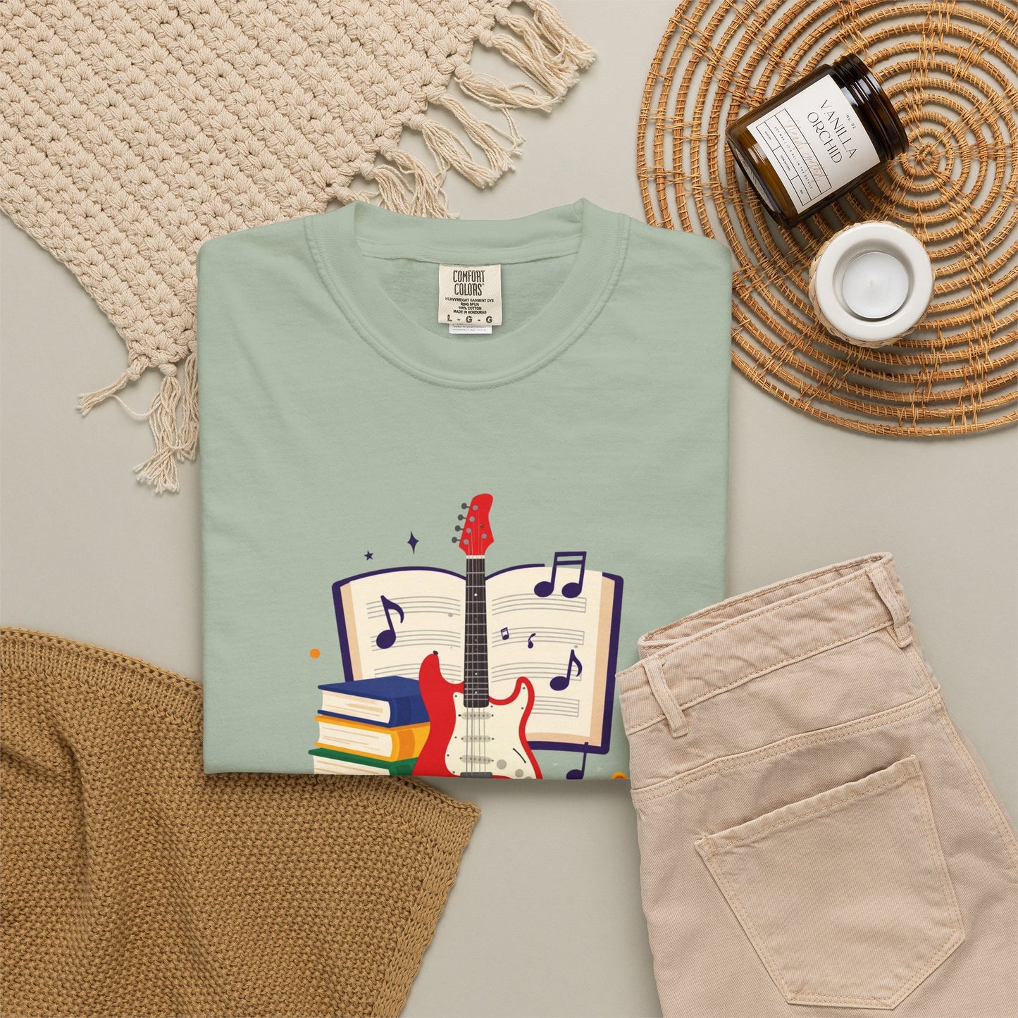 Personalized Music Tee — Guitar & Sheet Music Gift for Musicians & Music Teachers (Add Your Name)