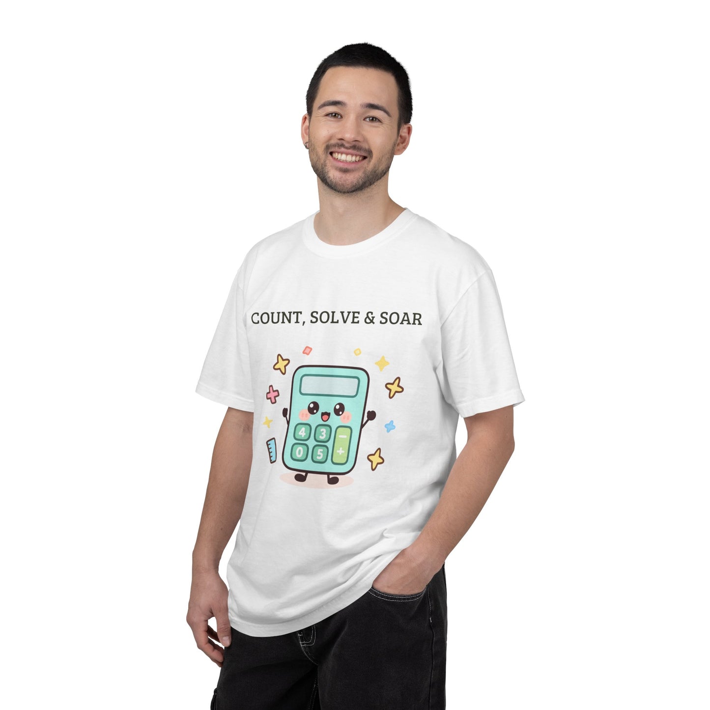 Count, Solve & Soar Calculator T-Shirt — Cute Math Teacher Student Tee