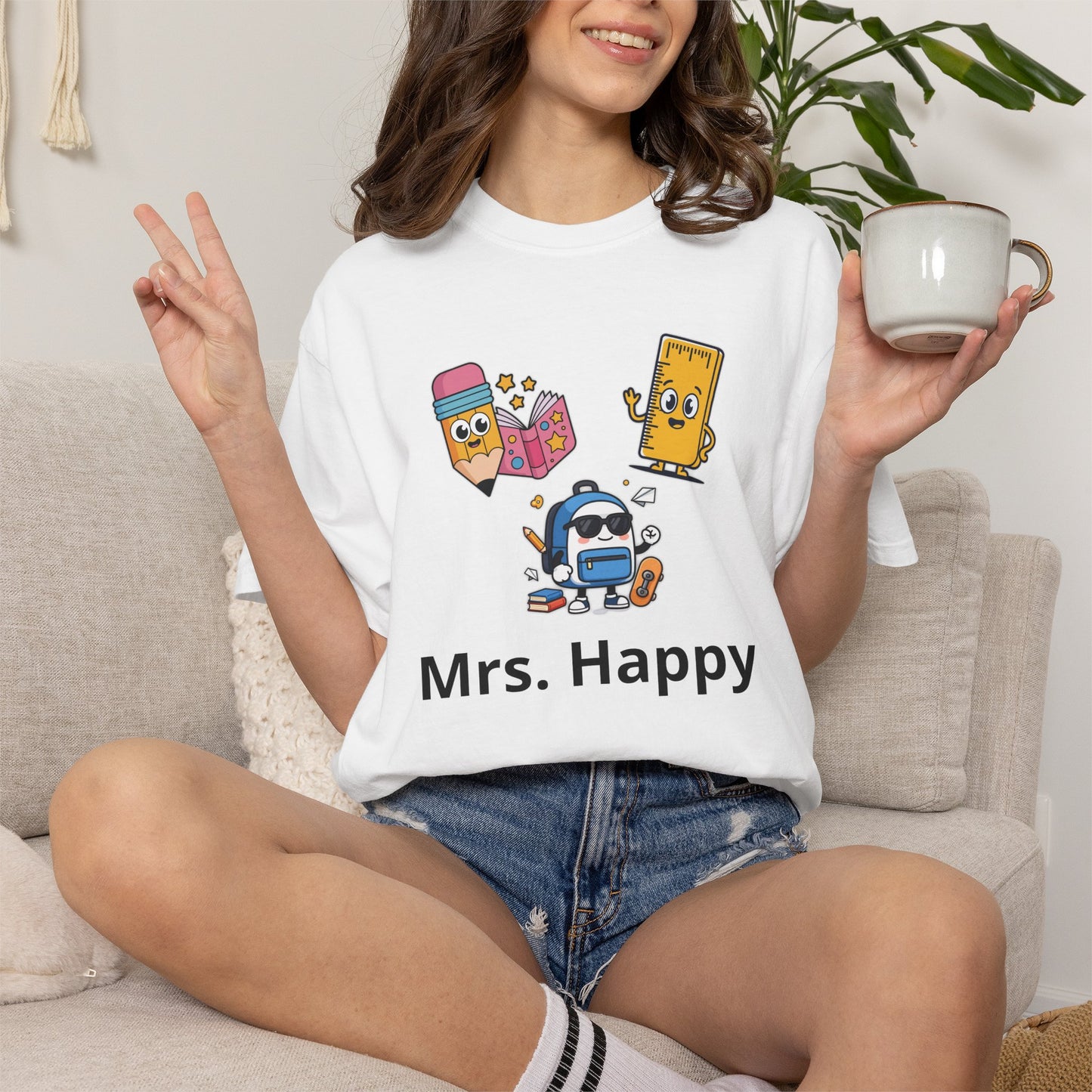 Mrs. Happy Cute Snack Characters T-Shirt