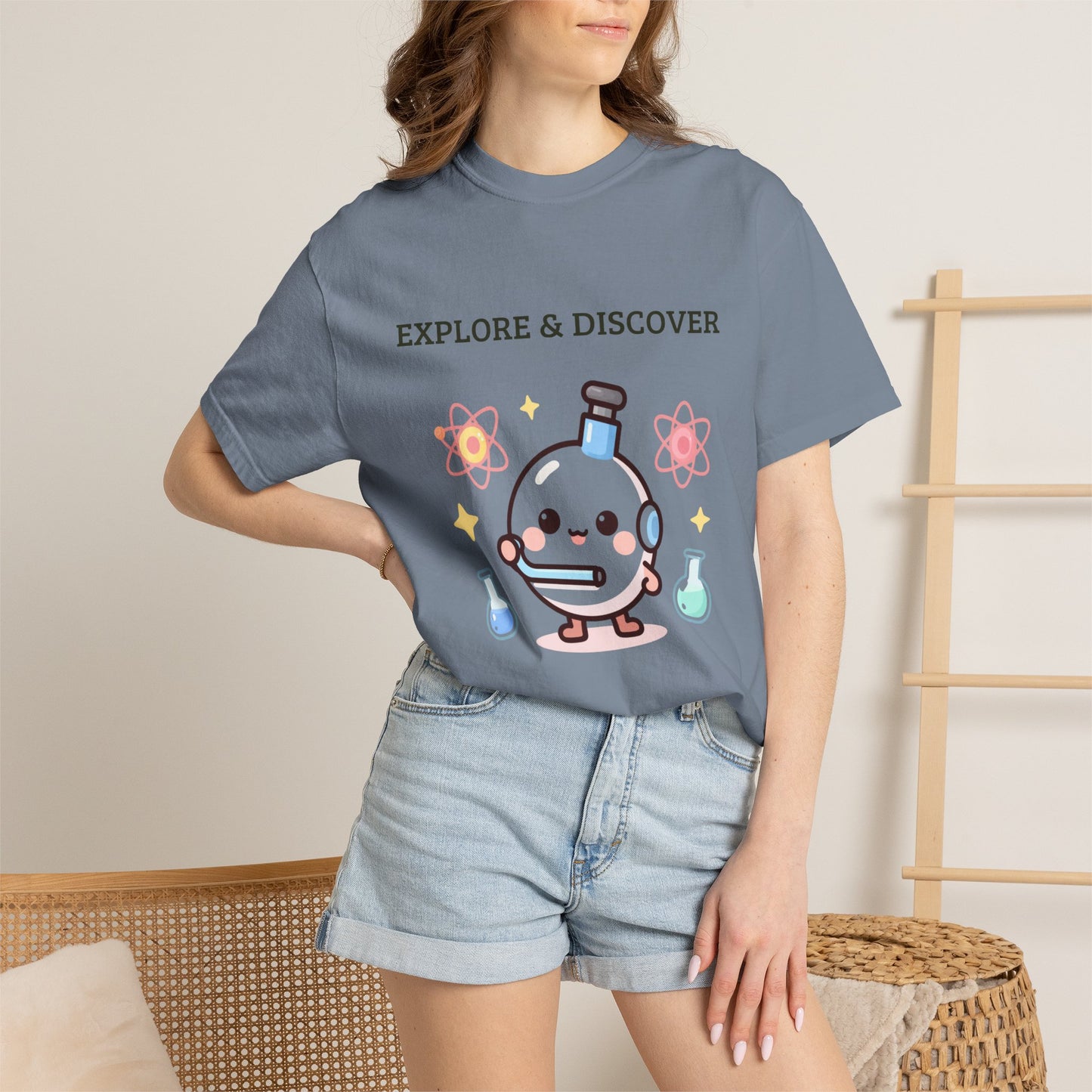 Explore & Discover Science T-Shirt — Cute Kawaii Lab Robot Tee