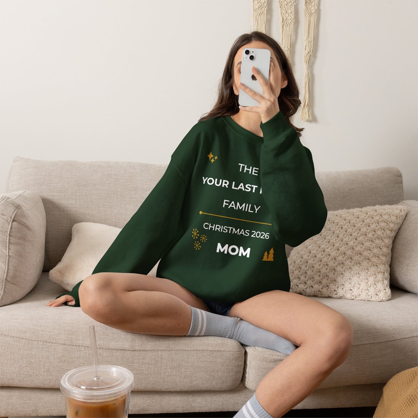 Personalized Family Christmas Sweatshirt — Mom Matching Crewneck (Add Last Name)