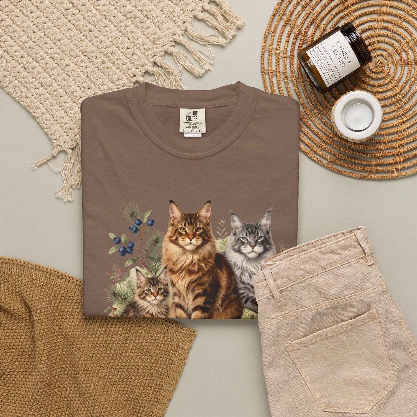Personalized Maine Coon Cat Shirt — Custom Text Trio Tee
