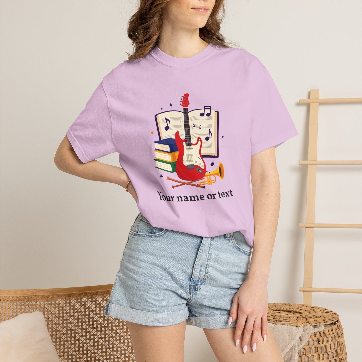 Personalized Music Tee — Guitar & Sheet Music Gift for Musicians & Music Teachers (Add Your Name)
