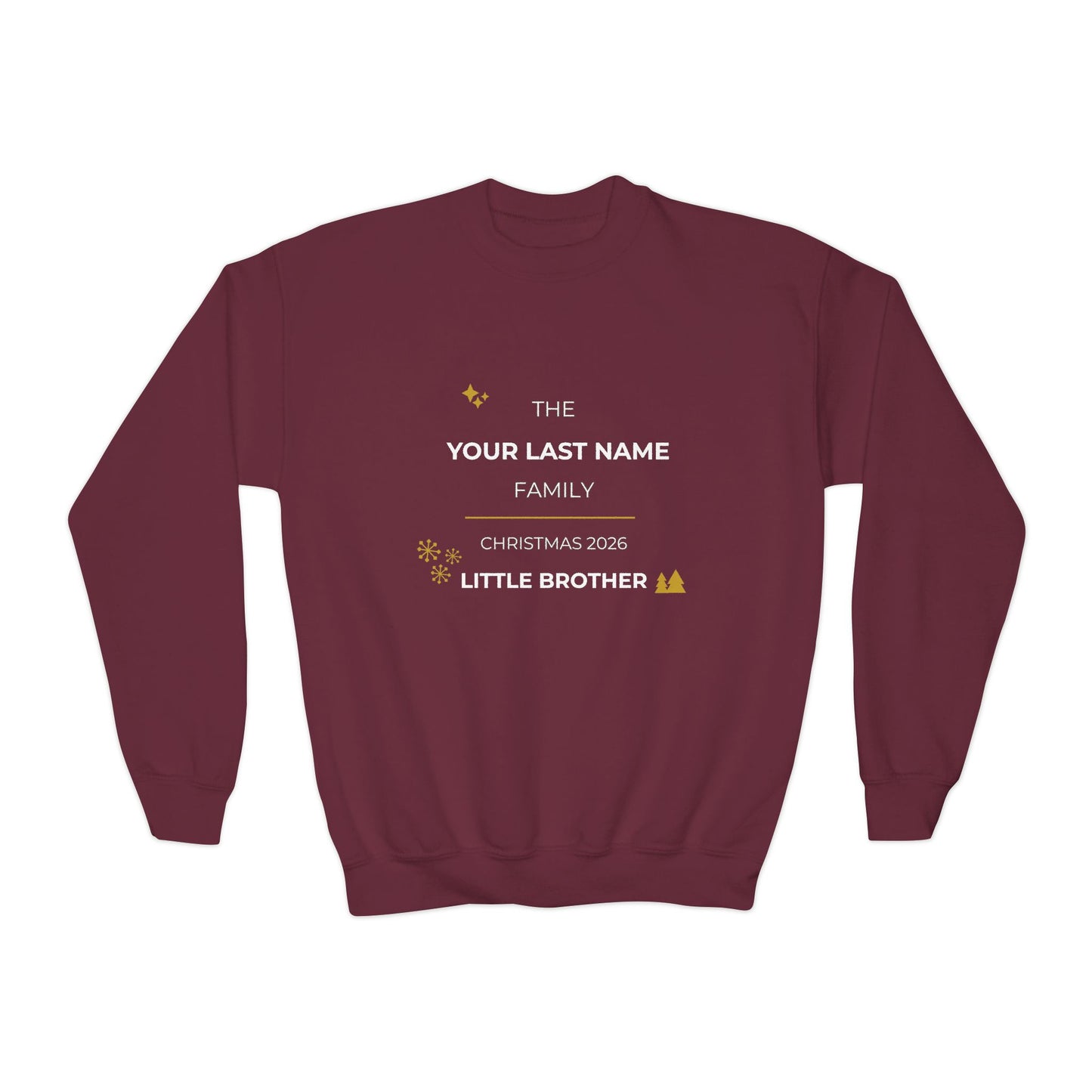 Personalized Family Christmas Sweatshirt — Little Brother Matching Crewneck (Add Last Name)