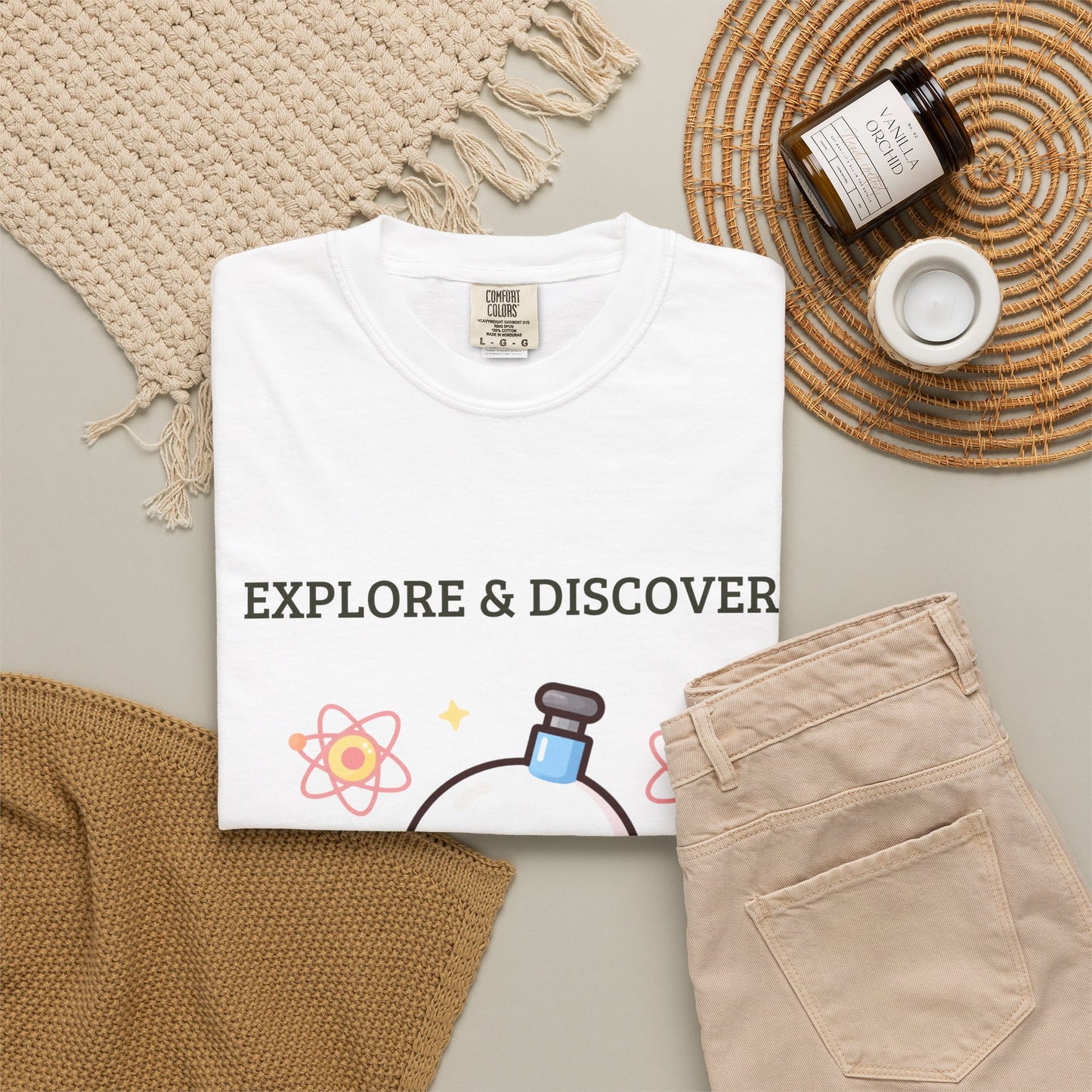 Explore & Discover Science T-Shirt — Cute Kawaii Lab Robot Tee
