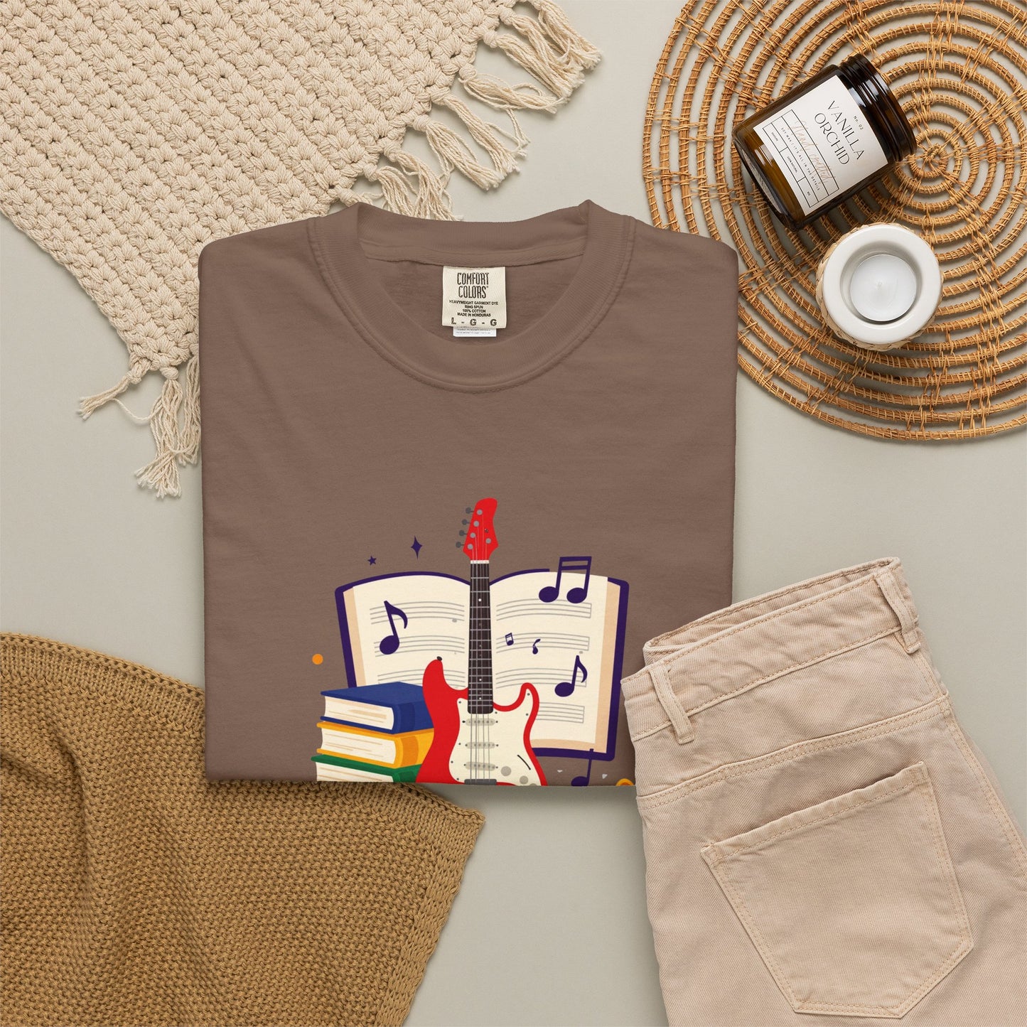 Personalized Music Tee — Guitar & Sheet Music Gift for Musicians & Music Teachers (Add Your Name)