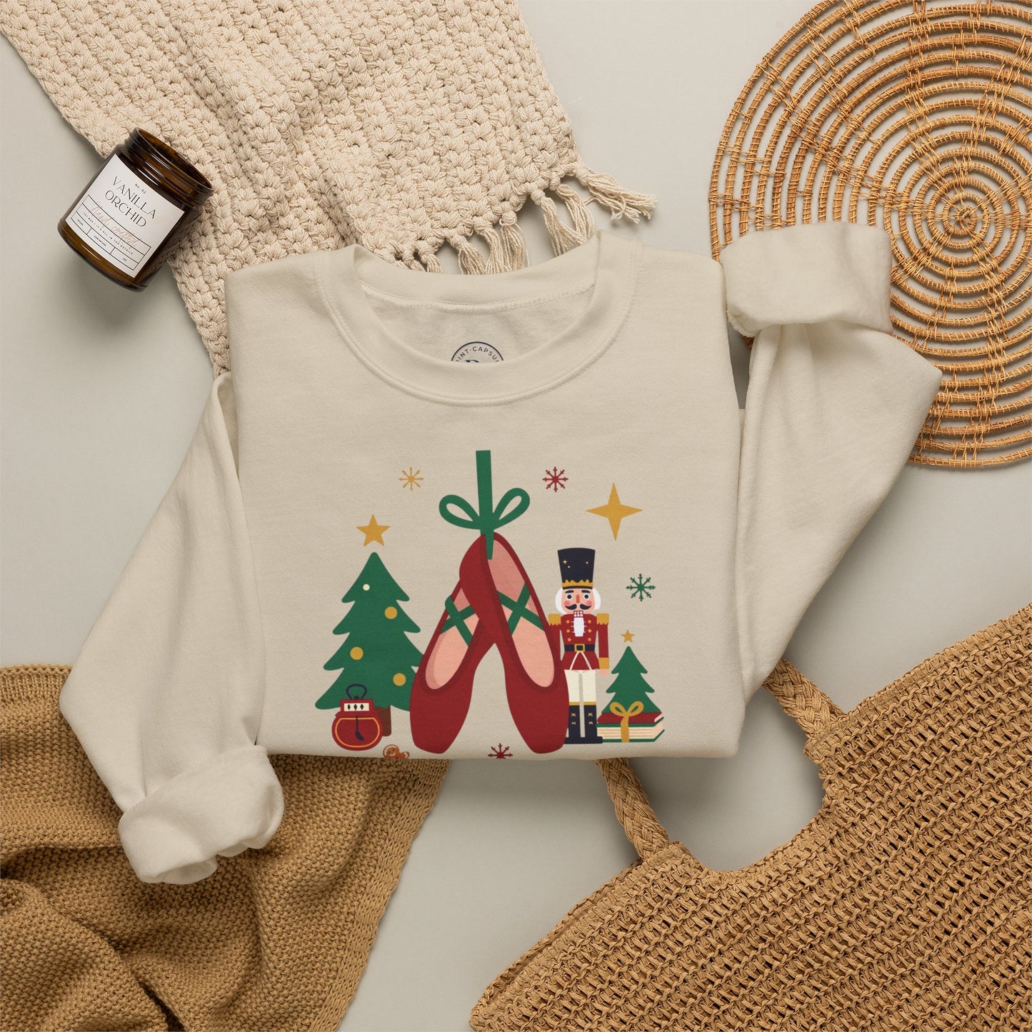 Personalized Nutcracker Season Sweatshirt — Red Pointe Shoes Dance Studio Crewneck (Add Studio Name)