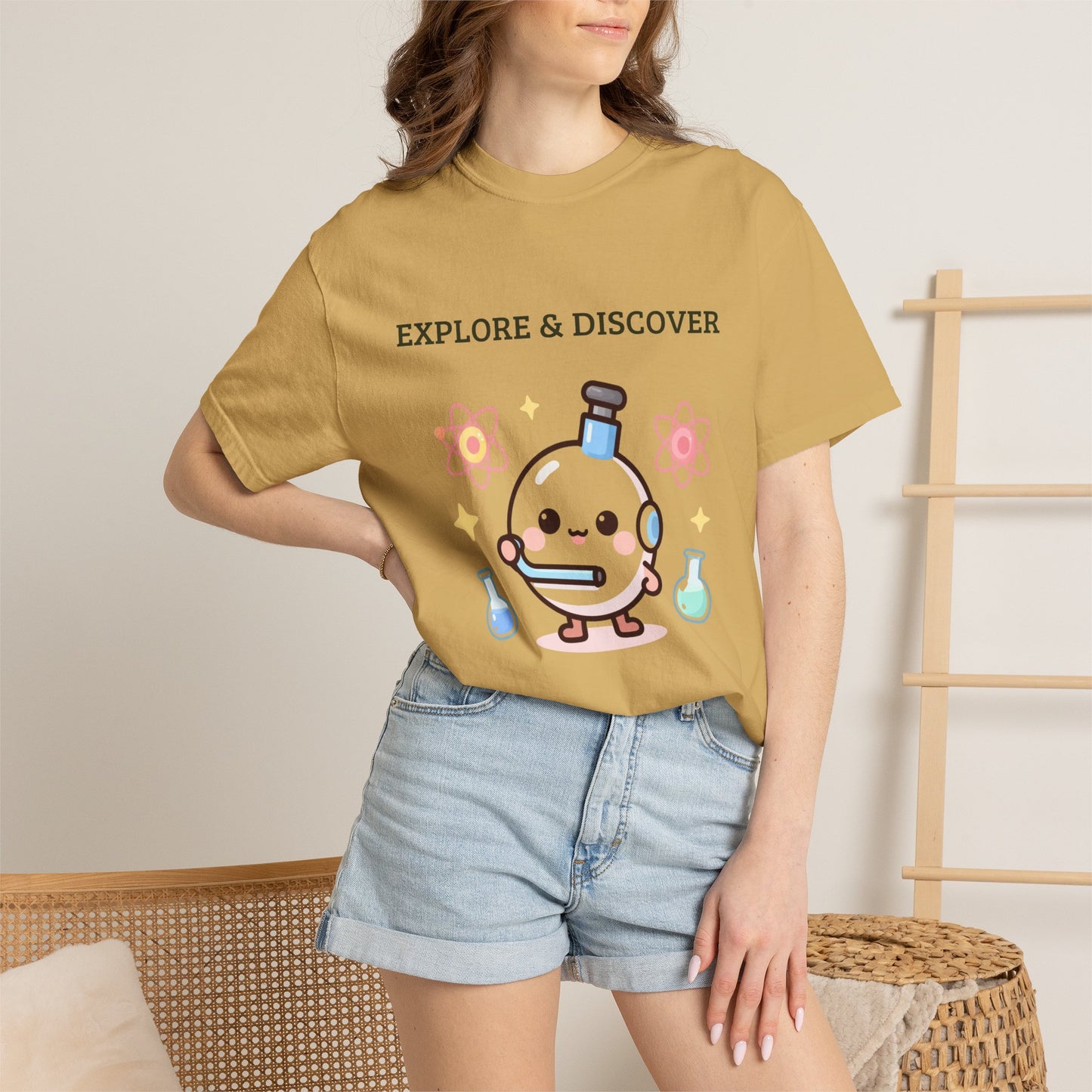 Explore & Discover Science T-Shirt — Cute Kawaii Lab Robot Tee