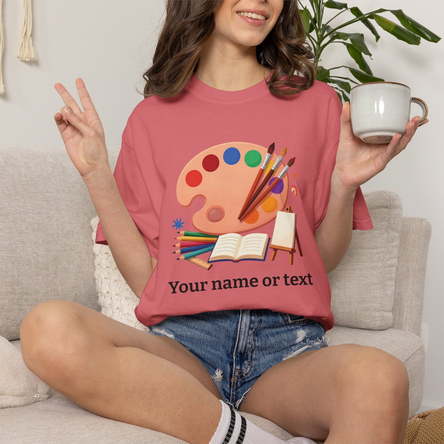 Personalized Artist Palette Tee — Art Teacher & Painter Gift (Add Your Name)