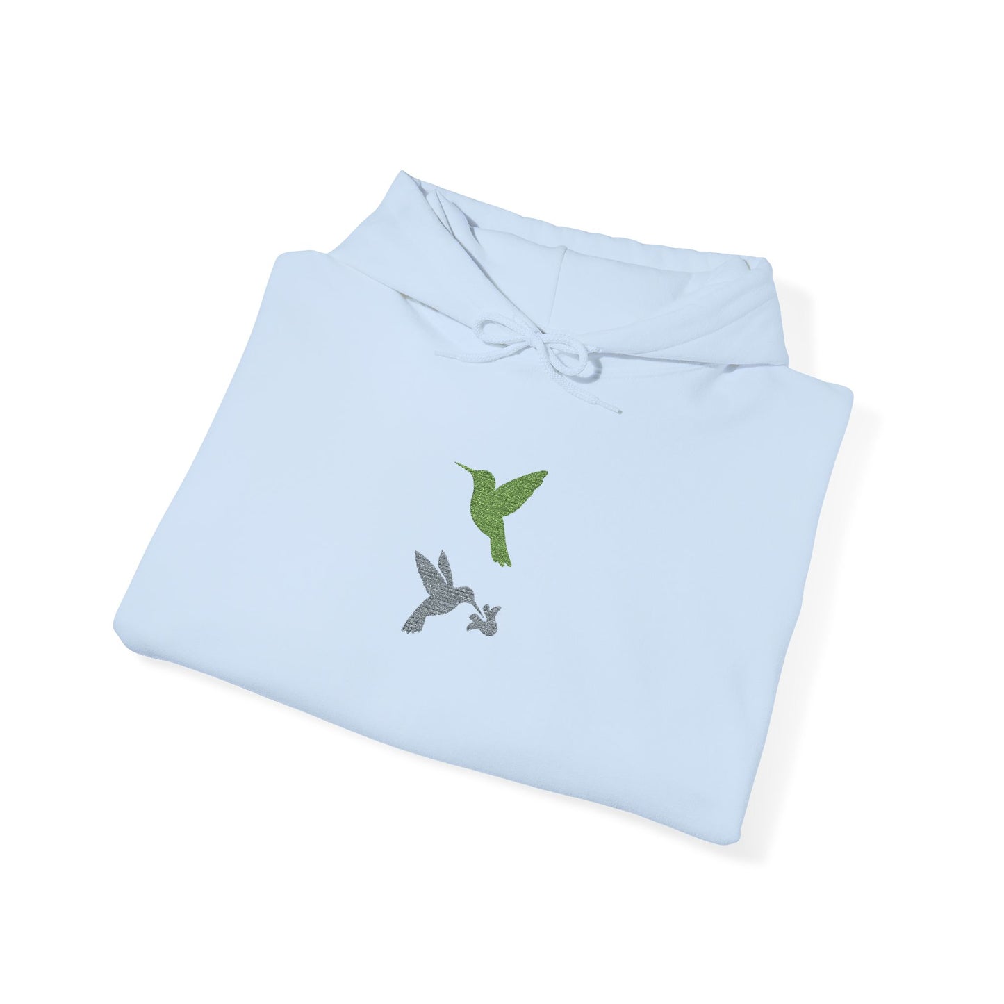Hummingbird Floral Hoodie — Embroidered Birds & Sleeve Blooms