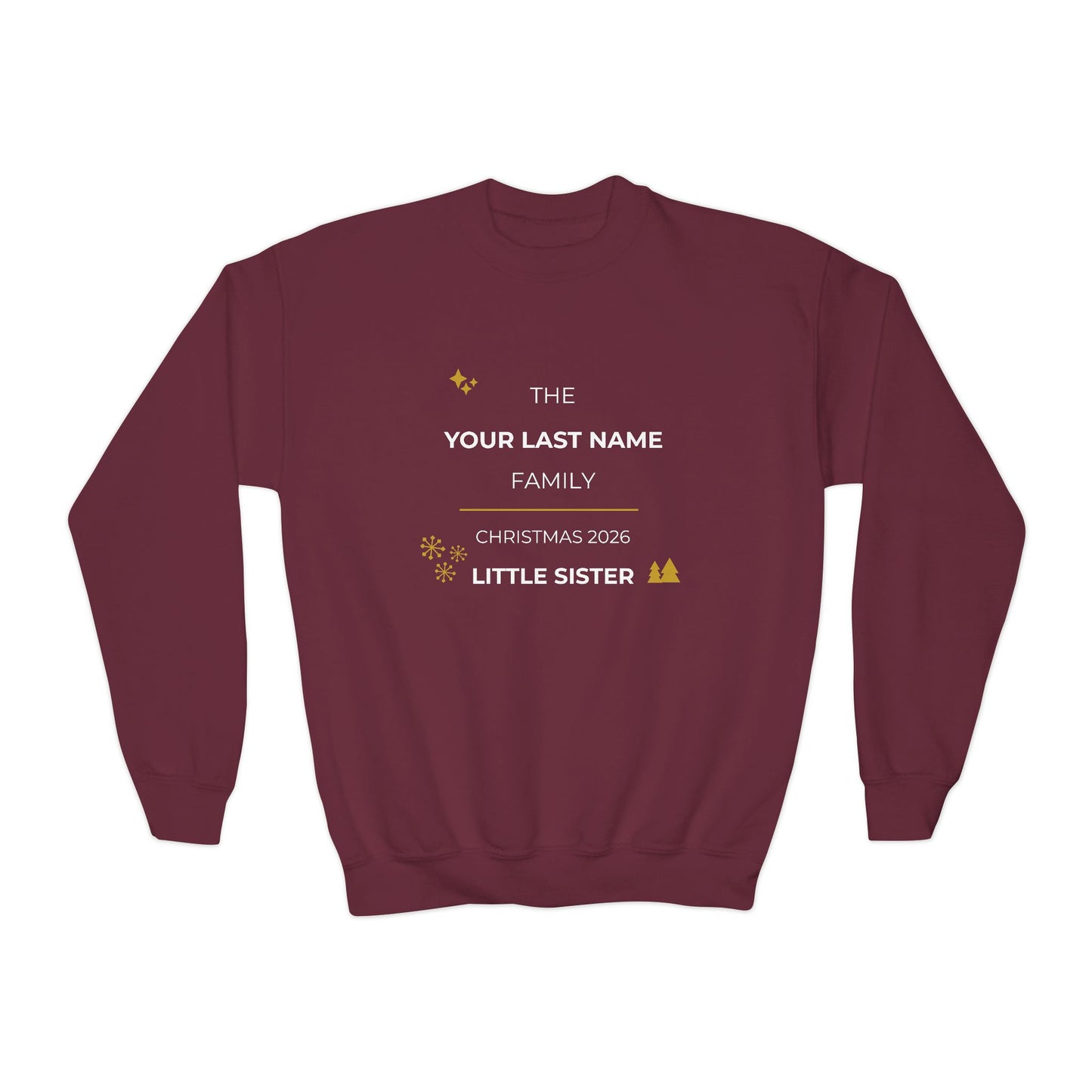 Personalized Family Christmas Sweatshirt — Little Sister Matching Crewneck (Add Last Name)