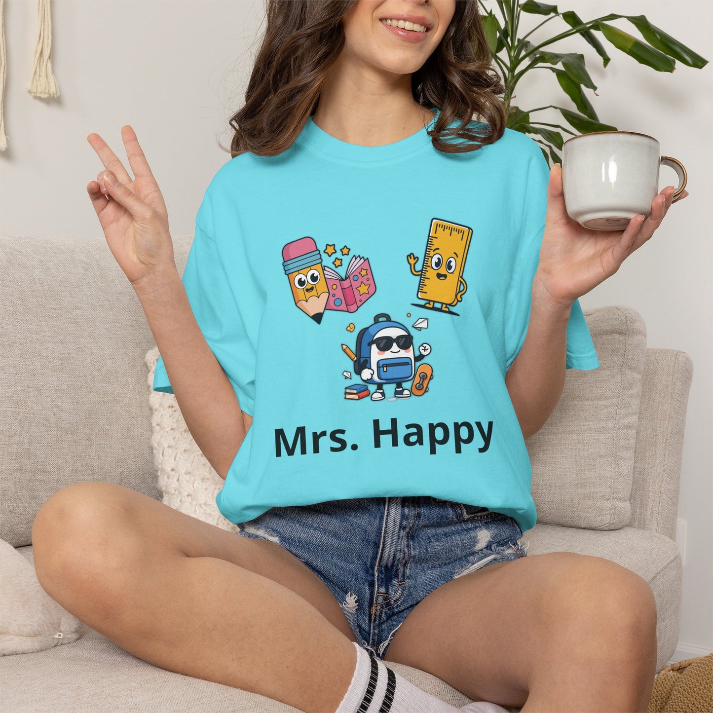 Mrs. Happy Cute Snack Characters T-Shirt