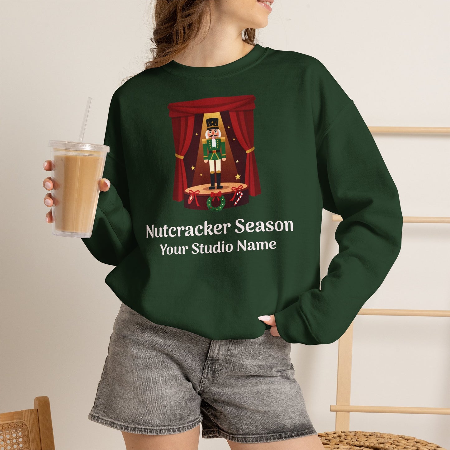 Personalized Nutcracker Season Sweatshirt — Nutcracker on Stage Dance Studio Crewneck (Add Studio Name)