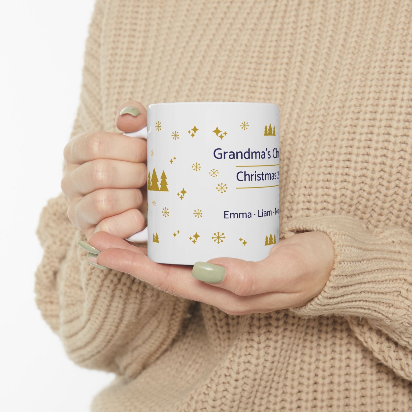 Personalized Grandma Christmas Mug with Grandkids Names — Custom Nana Gift