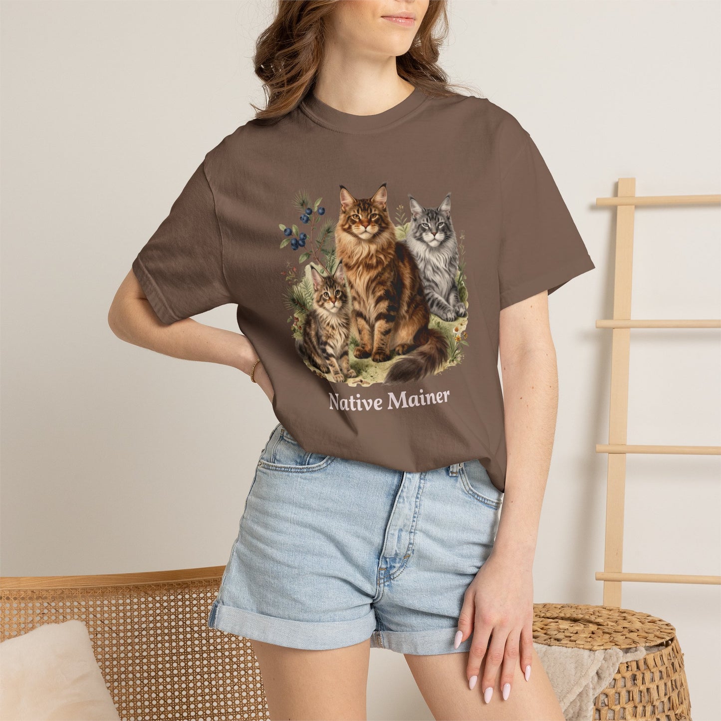 Personalized Maine Coon Cat Shirt — Custom Text Trio Tee