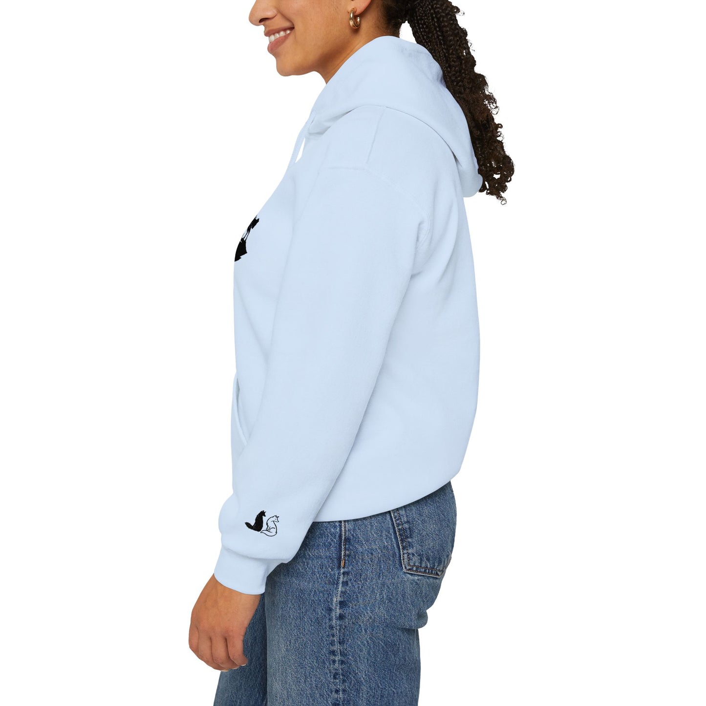 Embroidered Wolf & Moon Hoodie — Howling Wolf Silhouette